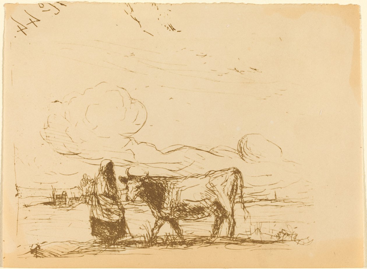 Vaca y su Guardiana La Vache et sa gardienne, 1860 de Jean Baptiste Camille Corot