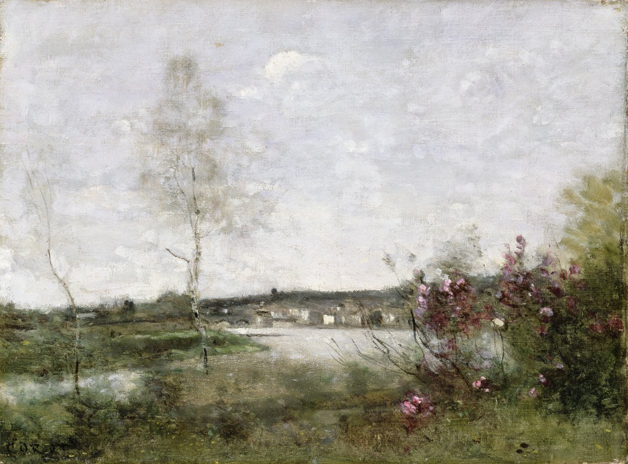 Vista lejana de Corbeil, mañana, c.1870 (óleo sobre lienzo) de Jean Baptiste Camille Corot