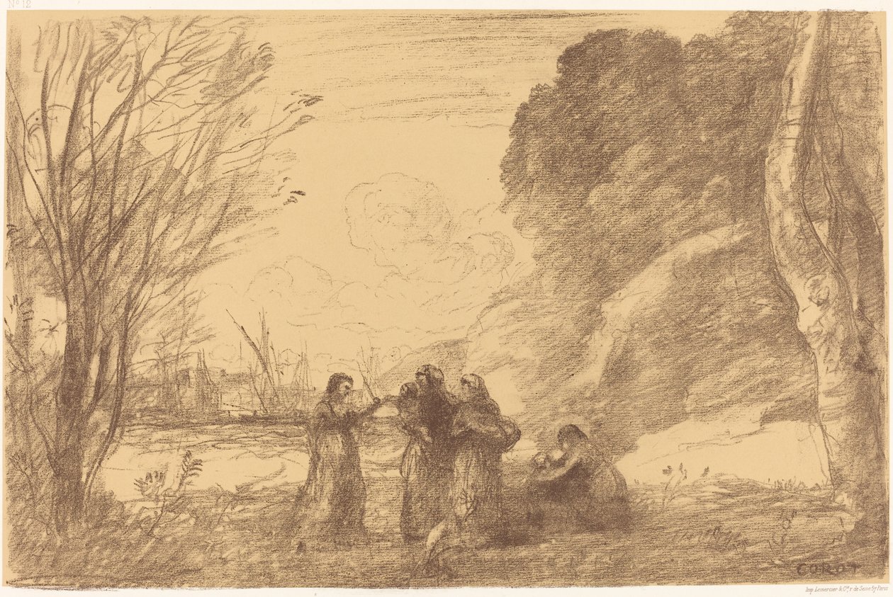 Familia en Terracina, 1871 de Jean Baptiste Camille Corot
