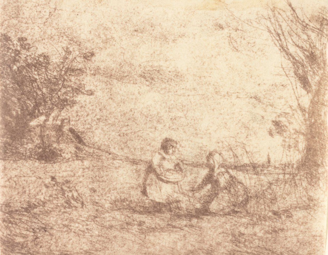 Niños de la granja, 1853 de Jean Baptiste Camille Corot