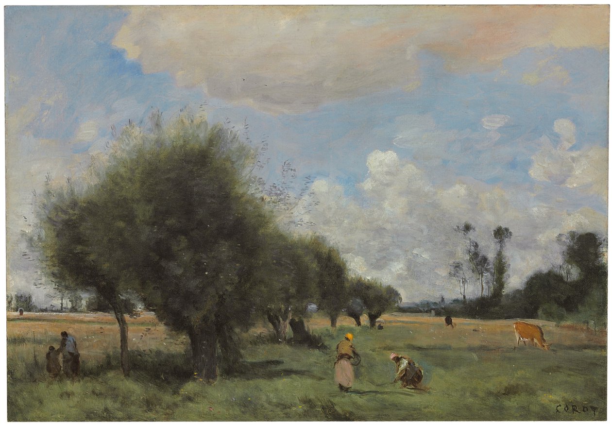 Campos cerca de Étampes, c.1855-60 de Jean Baptiste Camille Corot