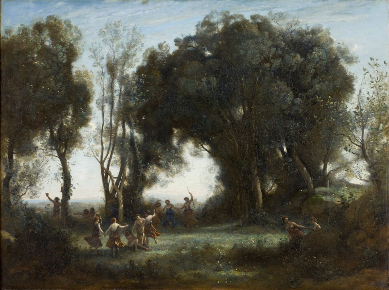 En francés:  Une matinée, la danse des nymphes Una mañana. La danza de las Ninfas de Jean Baptiste Camille Corot