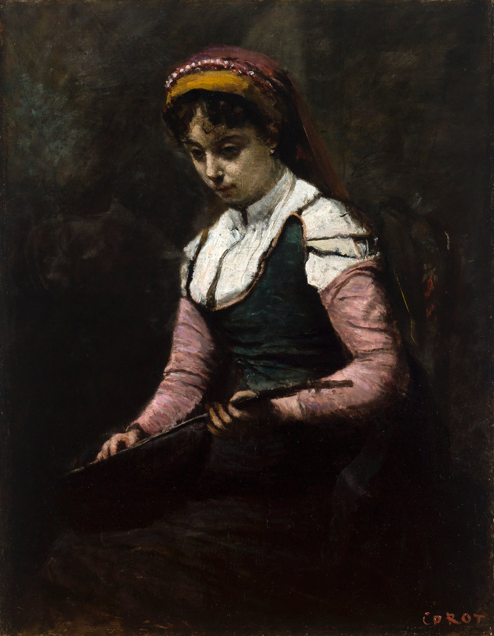 niña con mandolina de Jean Baptiste Camille Corot