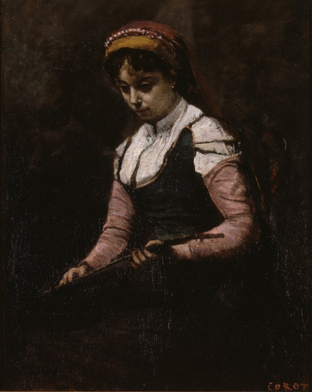 Chica con mandolina de Jean Baptiste Camille Corot