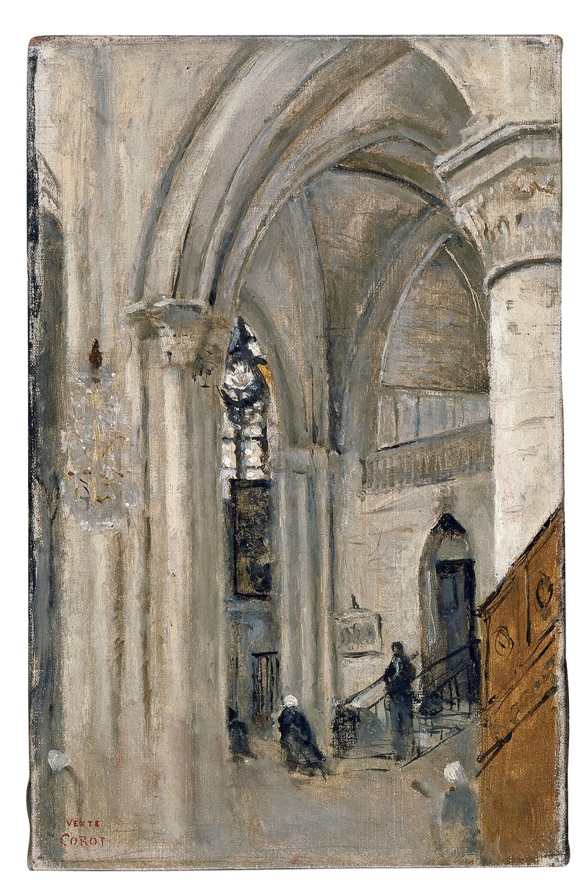 Interior de la iglesia de Mantes de Jean Baptiste Camille Corot