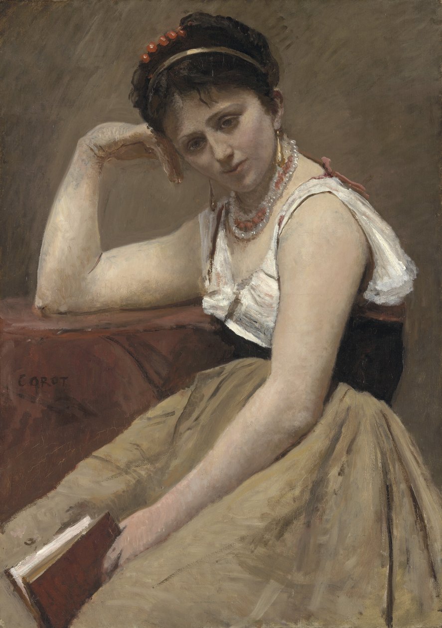 Lectura interrumpida, c.1870 de Jean Baptiste Camille Corot