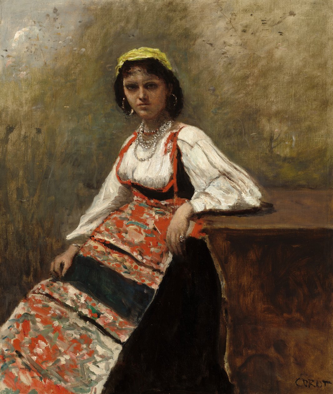 Mujer italiana La Morieri, c. 1872 de Jean Baptiste Camille Corot