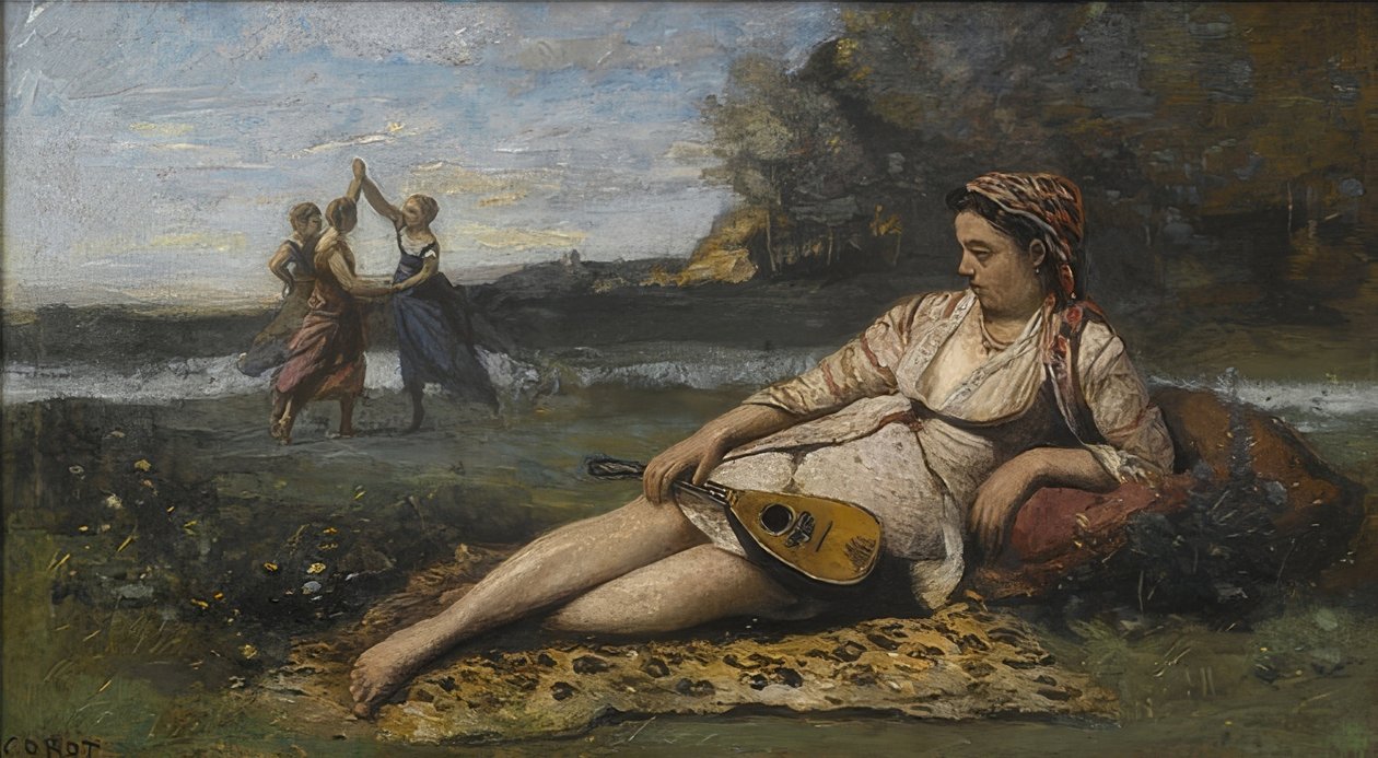 Jóvenes mujeres de Esparta. Alrededor de 1868-70 de Jean Baptiste Camille Corot