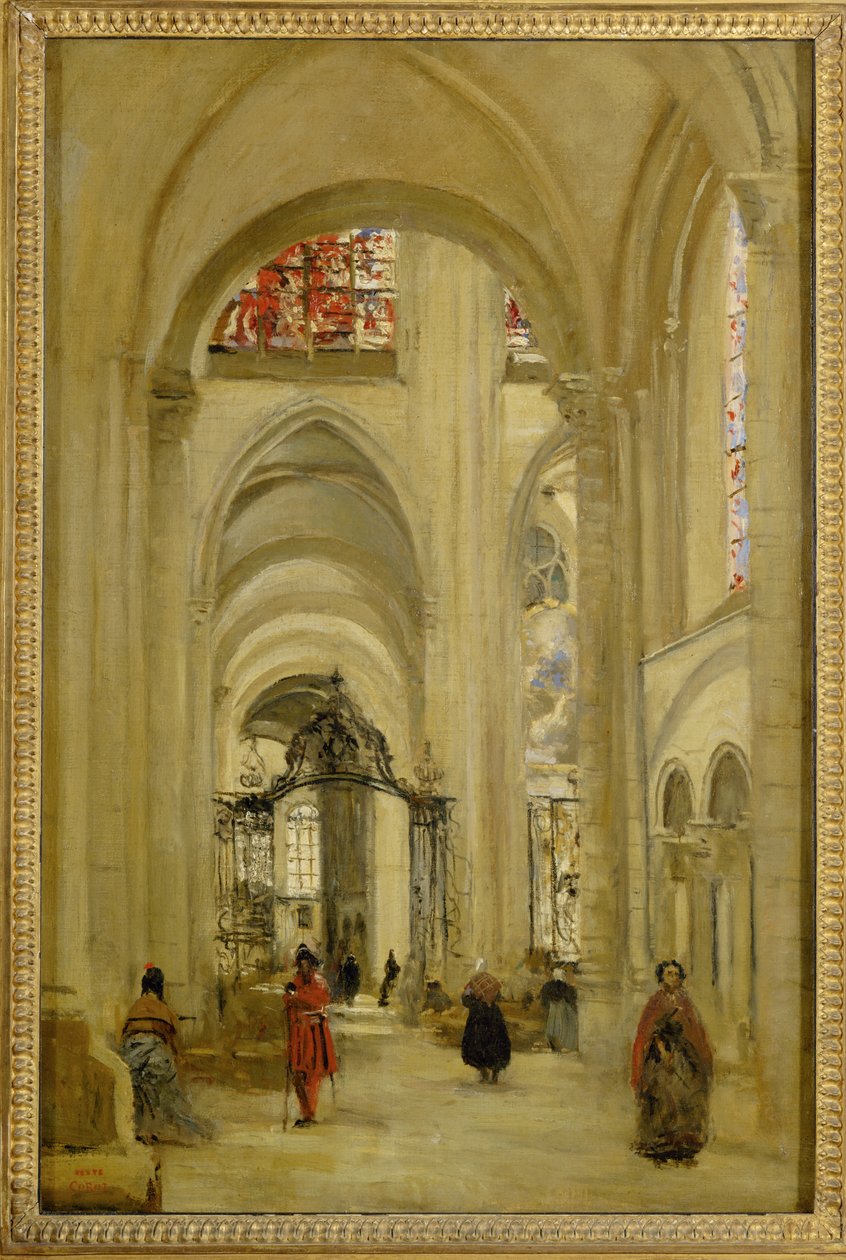 La catedral de Sens, vista desde dentro ... de Jean Baptiste Camille Corot