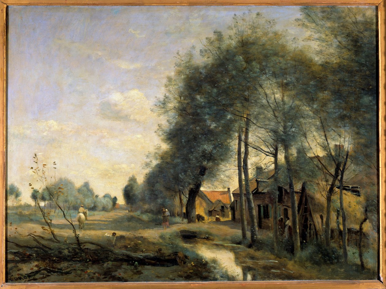 La ruta de Sin le Noble, cerca de Douai de Jean Baptiste Camille Corot