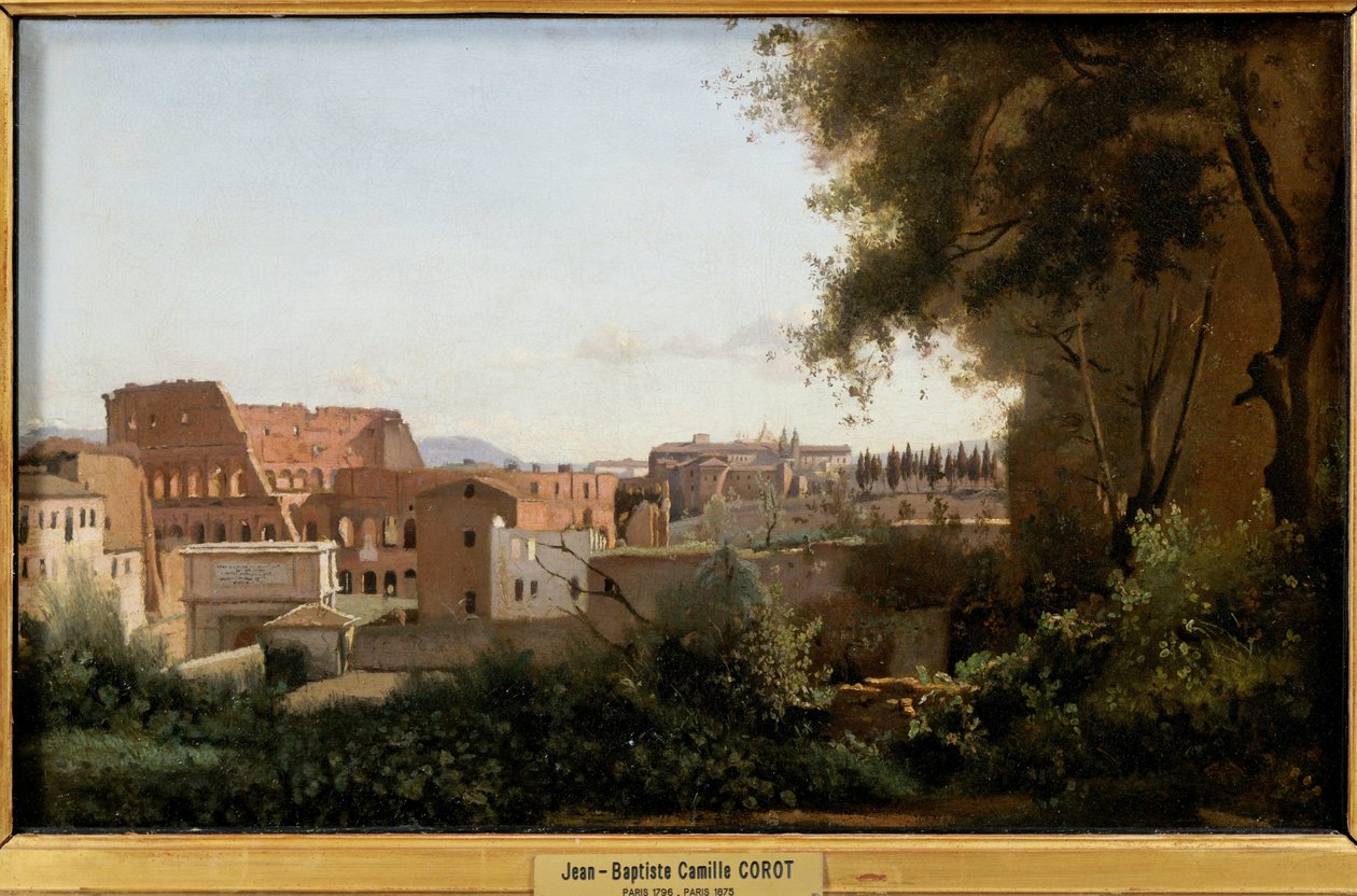 Le Colisee vu des jardins Farnese - El Coliseo, visto desde los jardines Farnesio ... de Jean Baptiste Camille Corot