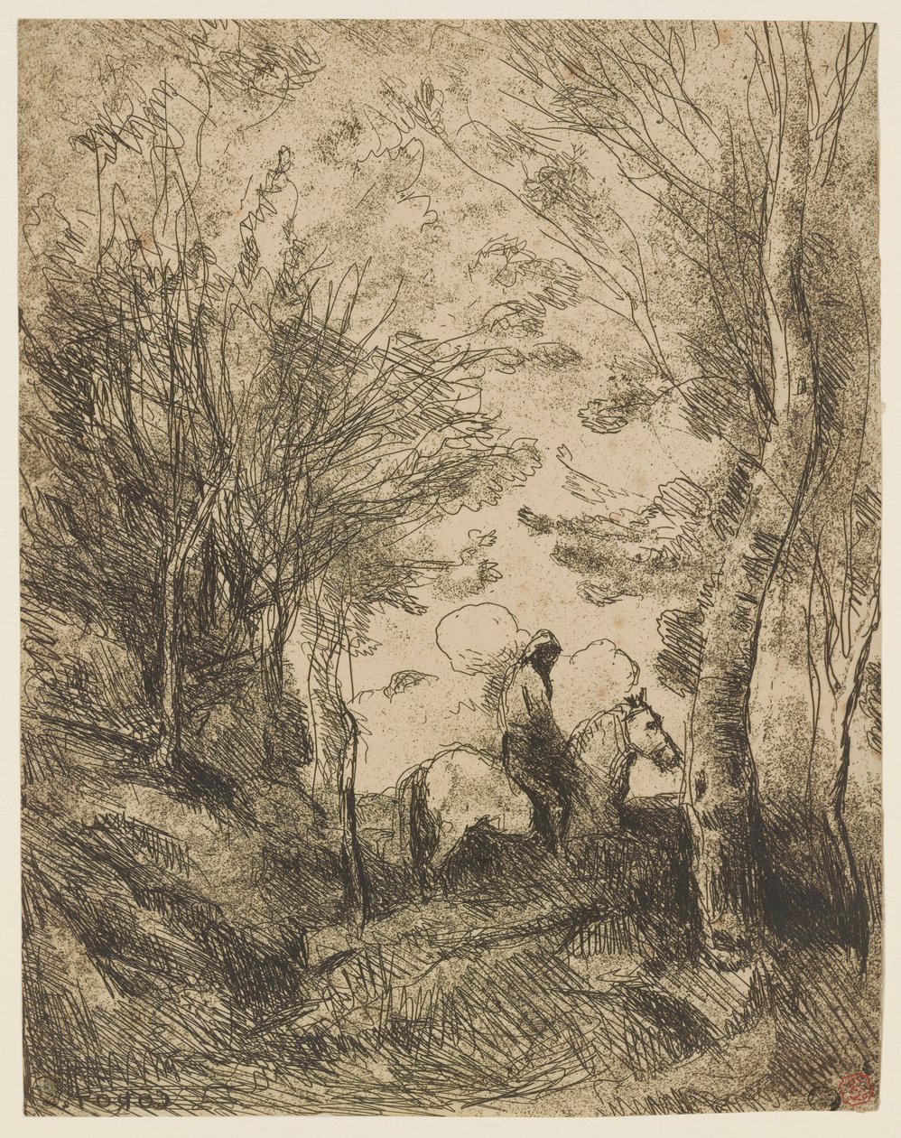 Le grand cavalier sous bois (El gran jinete del bosque) de Jean Baptiste Camille Corot
