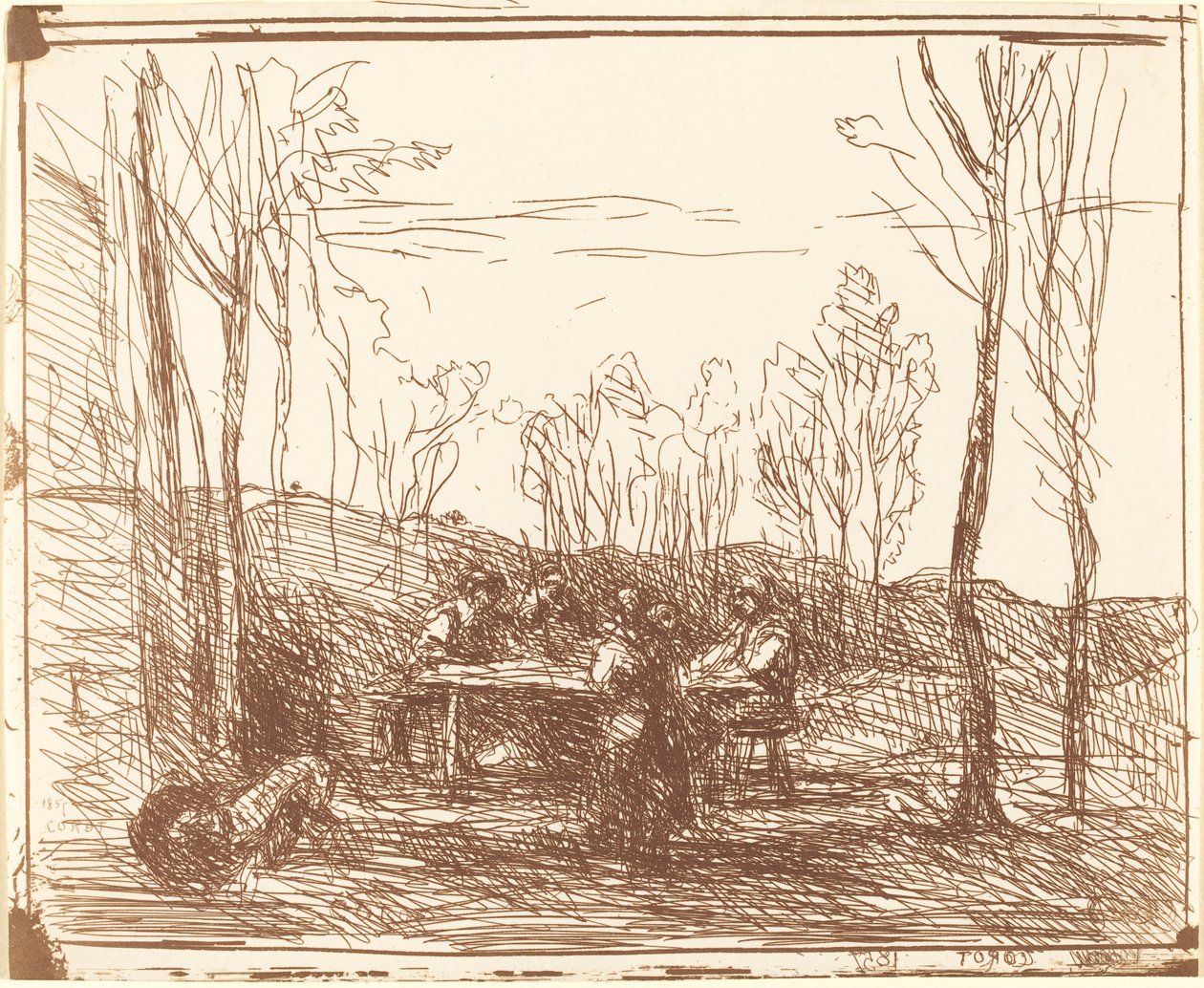 Almuerzo en un claro de Jean Baptiste Camille Corot
