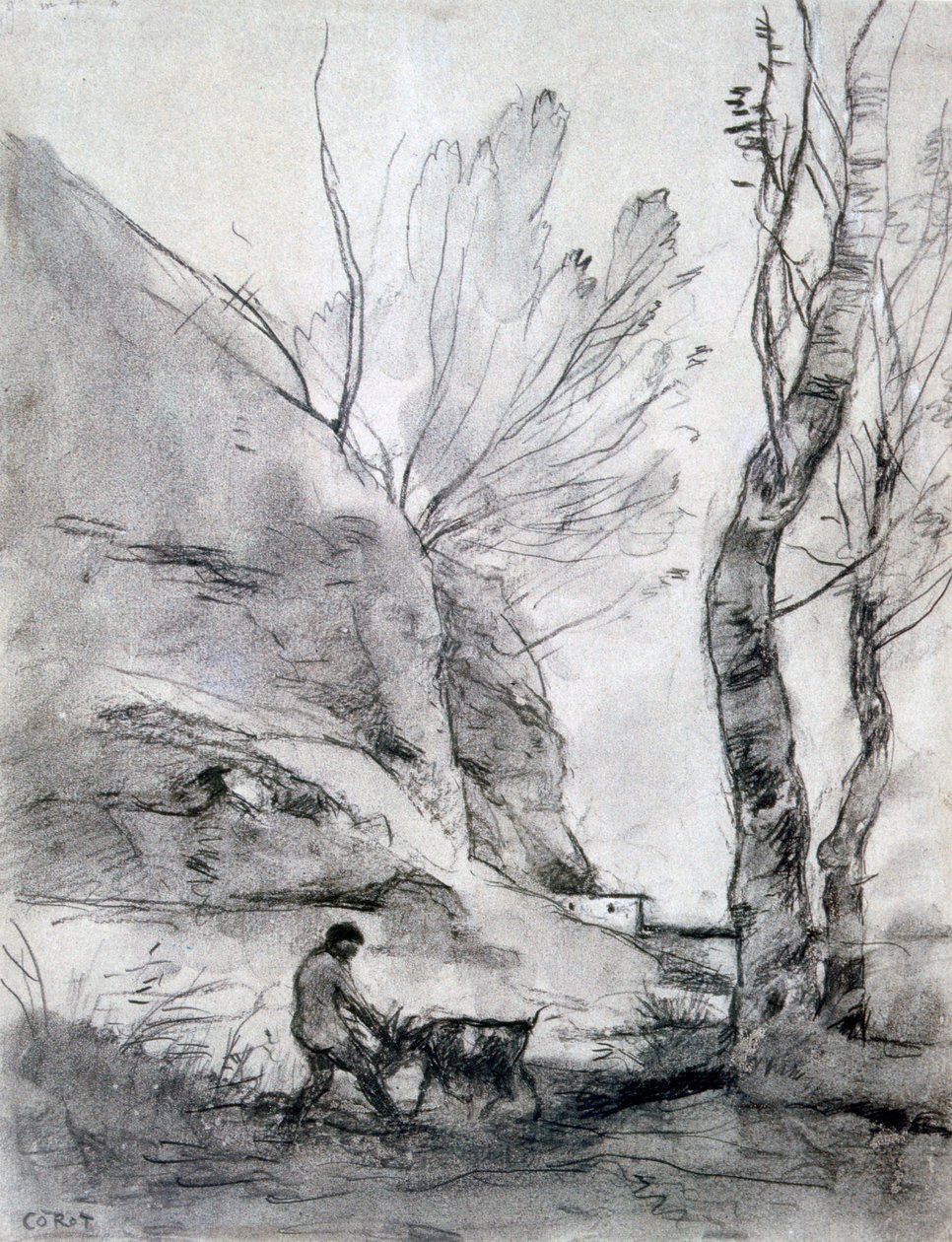 Hombre luchando con una cabra, c1816-1875 de Jean Baptiste Camille Corot