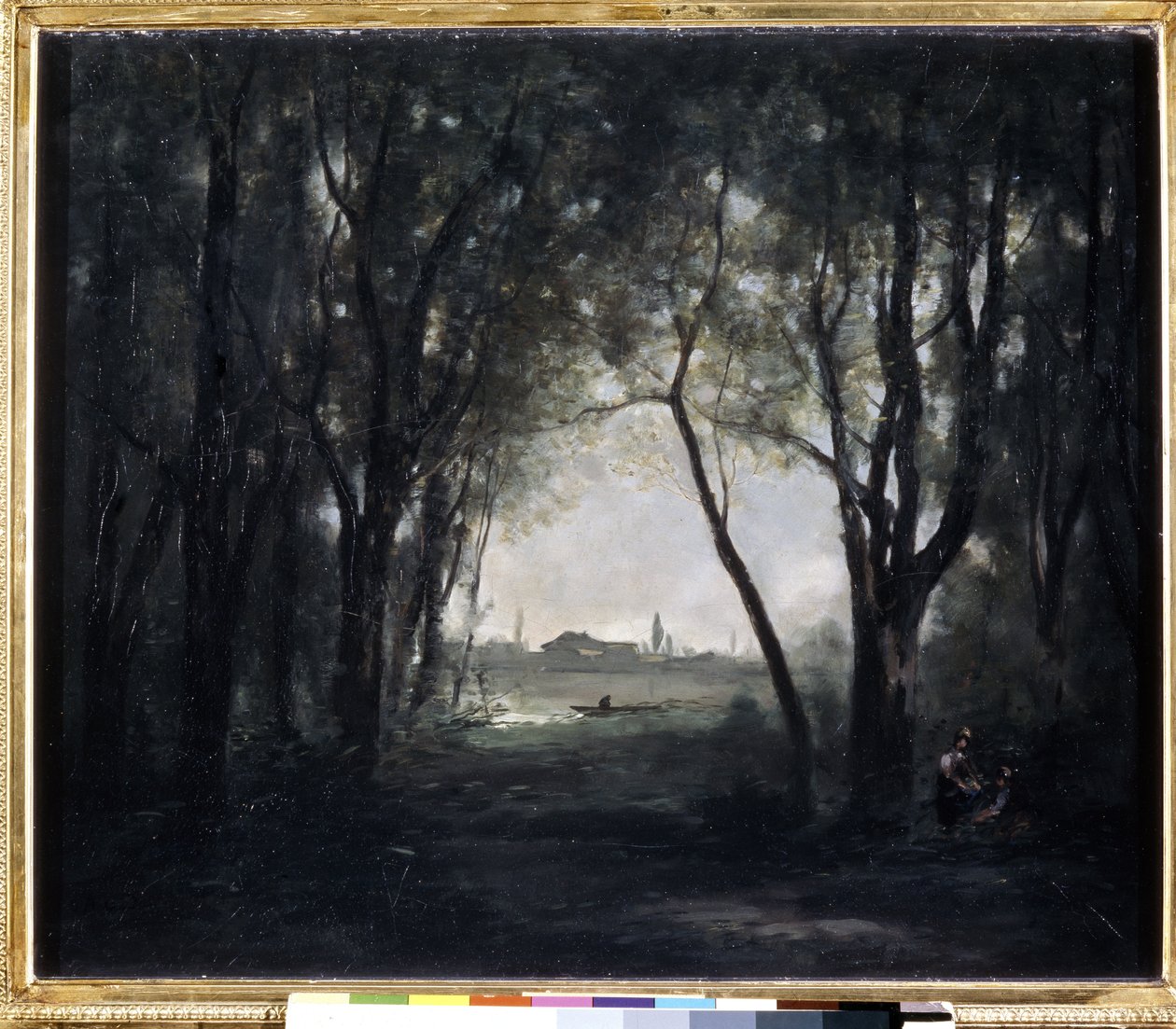 ""Paysage au lac"" (Paisaje con un lago) Pintura de Camille Corot (1796-1875) 1865-1873 Dim. 53x65,5 cm Museo del Hermitage, San Petersburgo (San Petersburgo) de Jean Baptiste Camille Corot