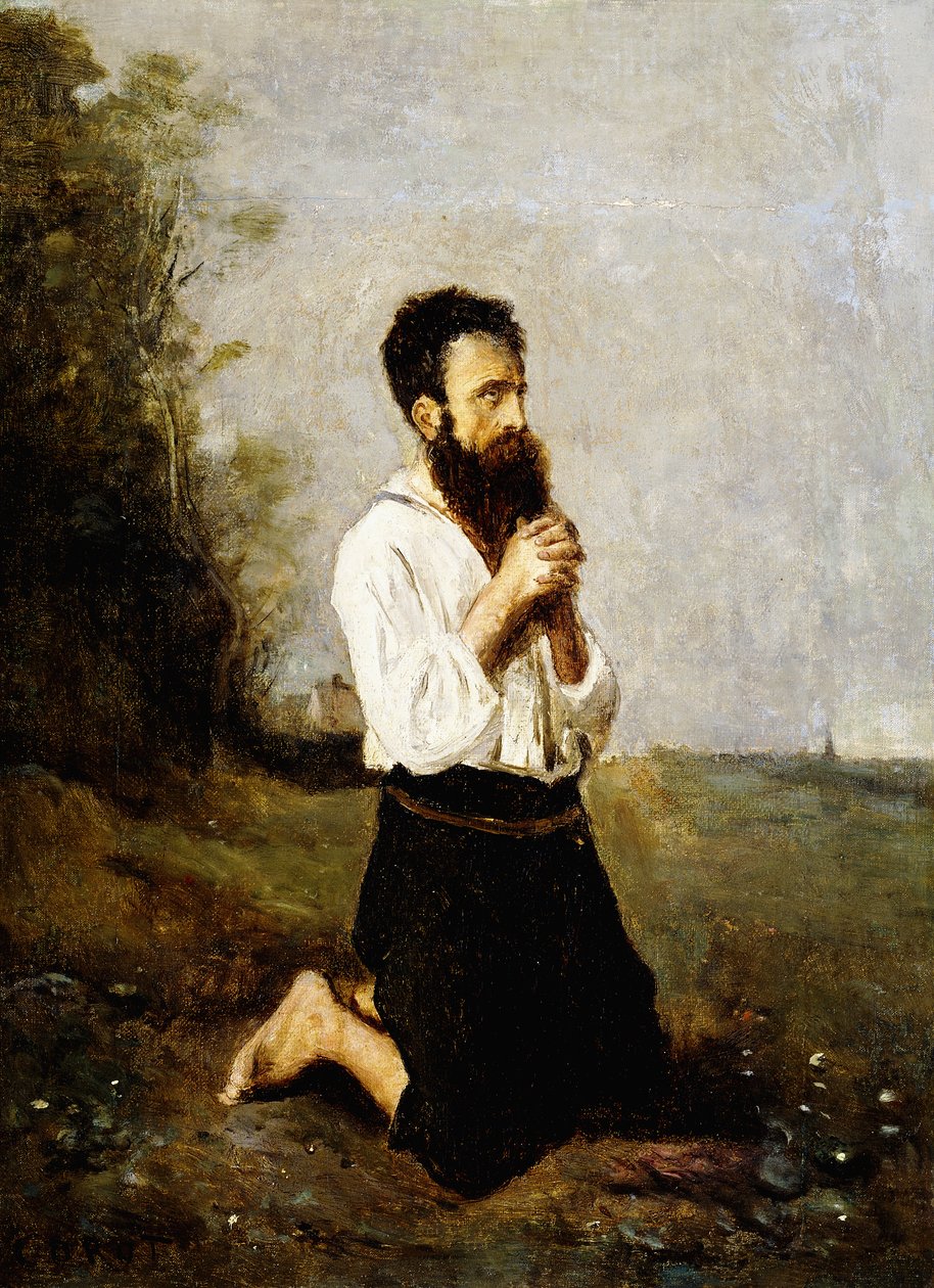 Campesino en oración de Jean Baptiste Camille Corot