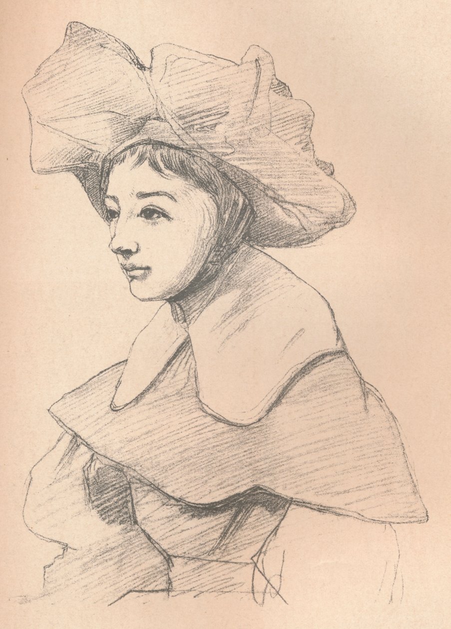 Retrato de una joven con un gran sombrero, My Hagar, c1830 de Jean Baptiste Camille Corot