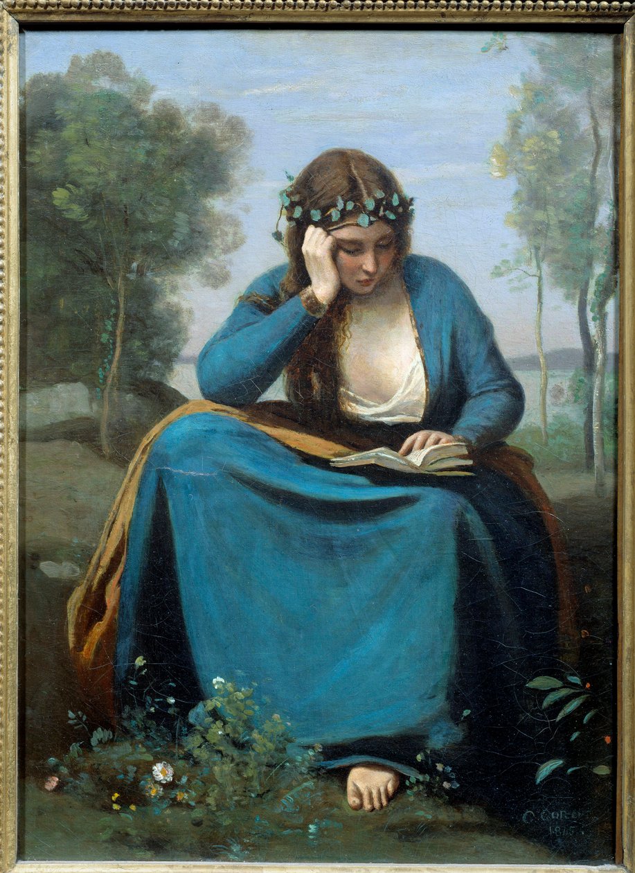 Lectora coronada con flores o la Musa de Virgilio de Jean Baptiste Camille Corot