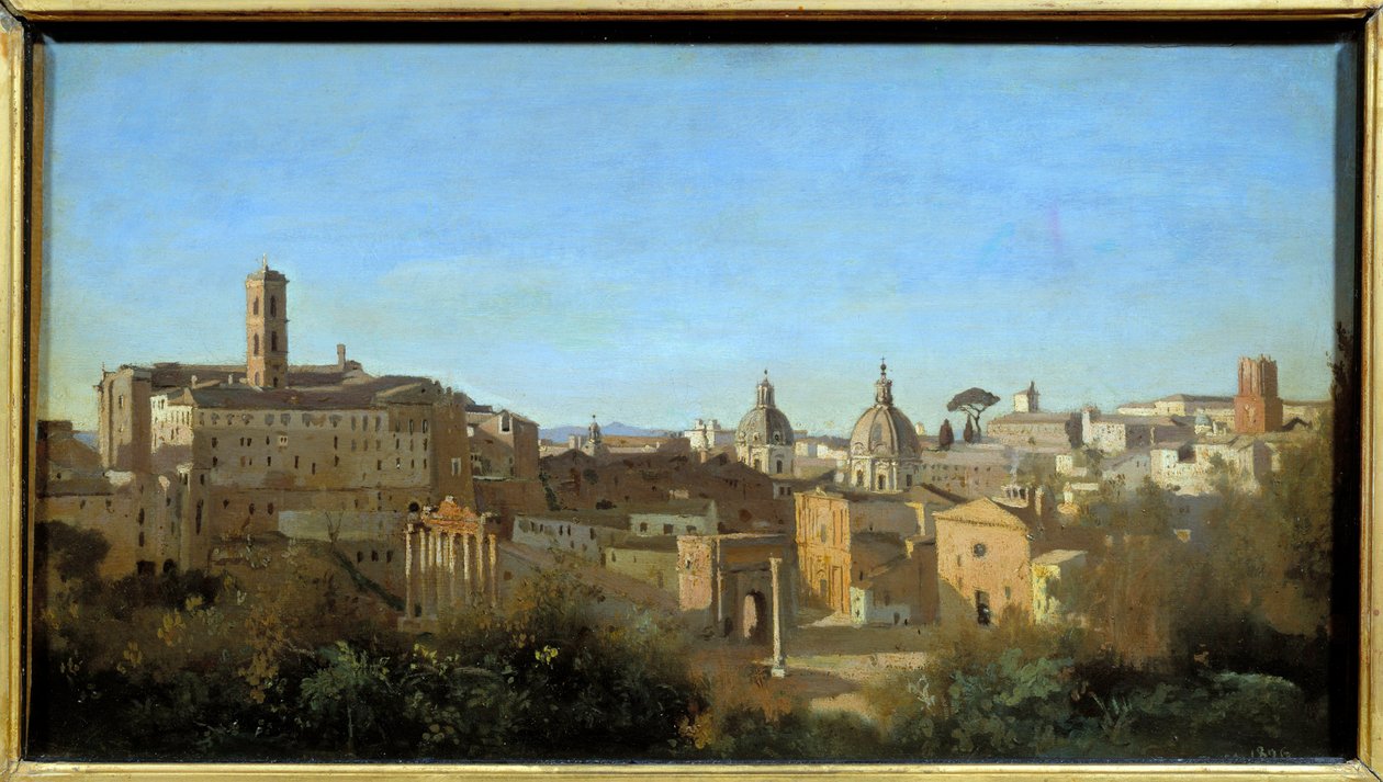 Roma, el foro visto desde los Jardines Farnese de Jean Baptiste Camille Corot