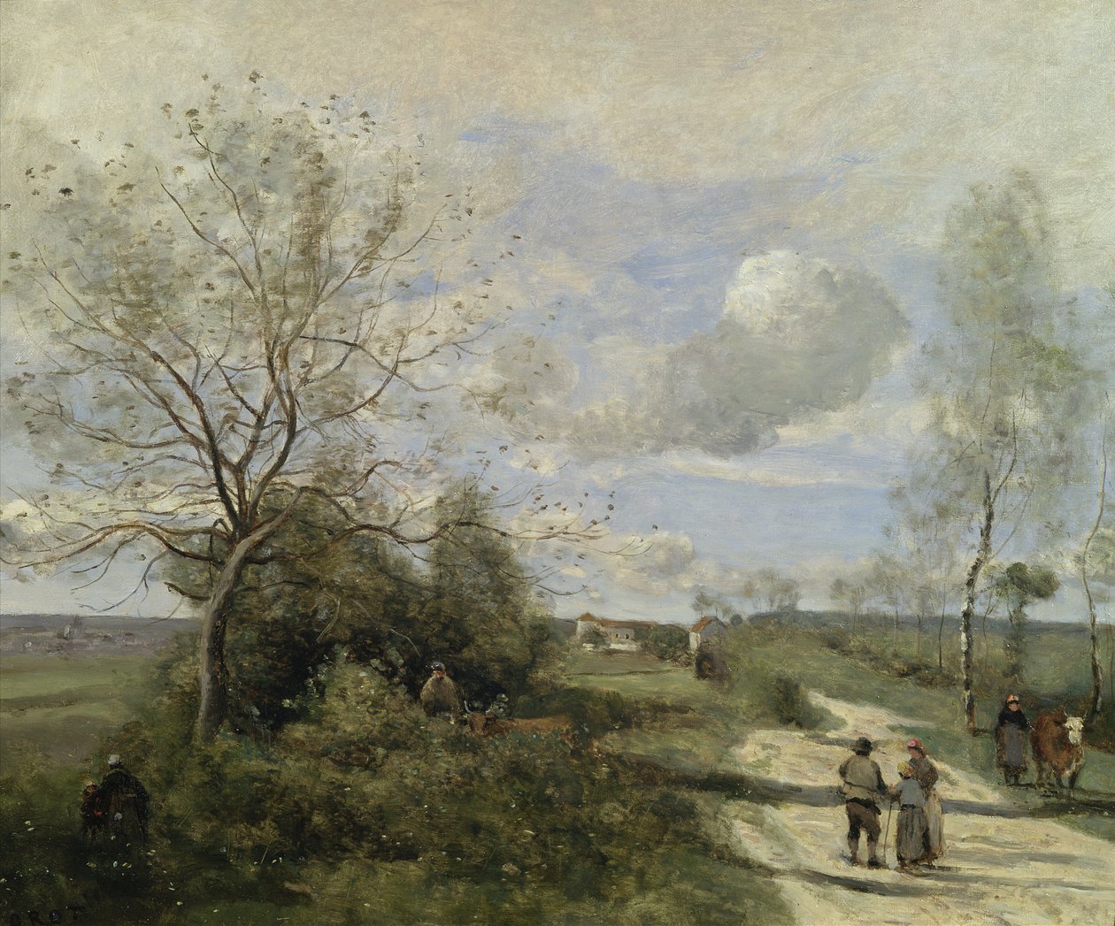 Saintry, cerca de Corbeil, el camino blanco de Jean Baptiste Camille Corot