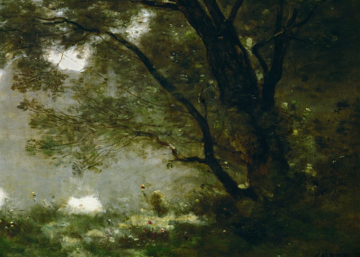 Pastor. Recuerdo de Mortefontaine, Francia ... de Jean Baptiste Camille Corot