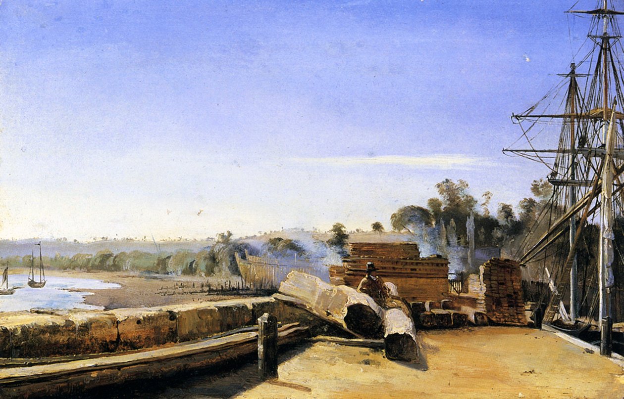 Astillero en Honfleur, c.1823 de Jean Baptiste Camille Corot