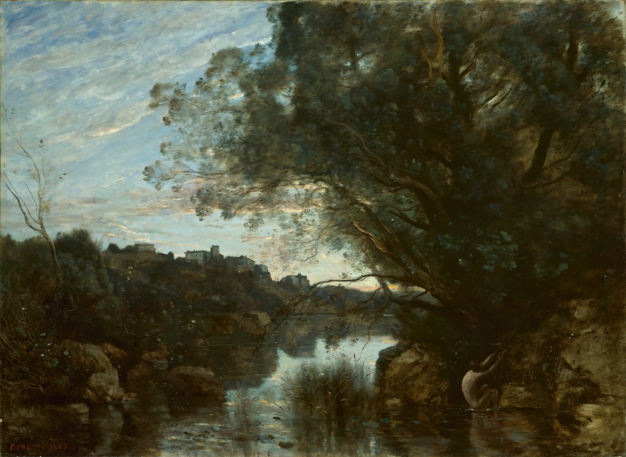 Recuerdo de los alrededores del Lago Nemi, 1865 de Jean Baptiste Camille Corot
