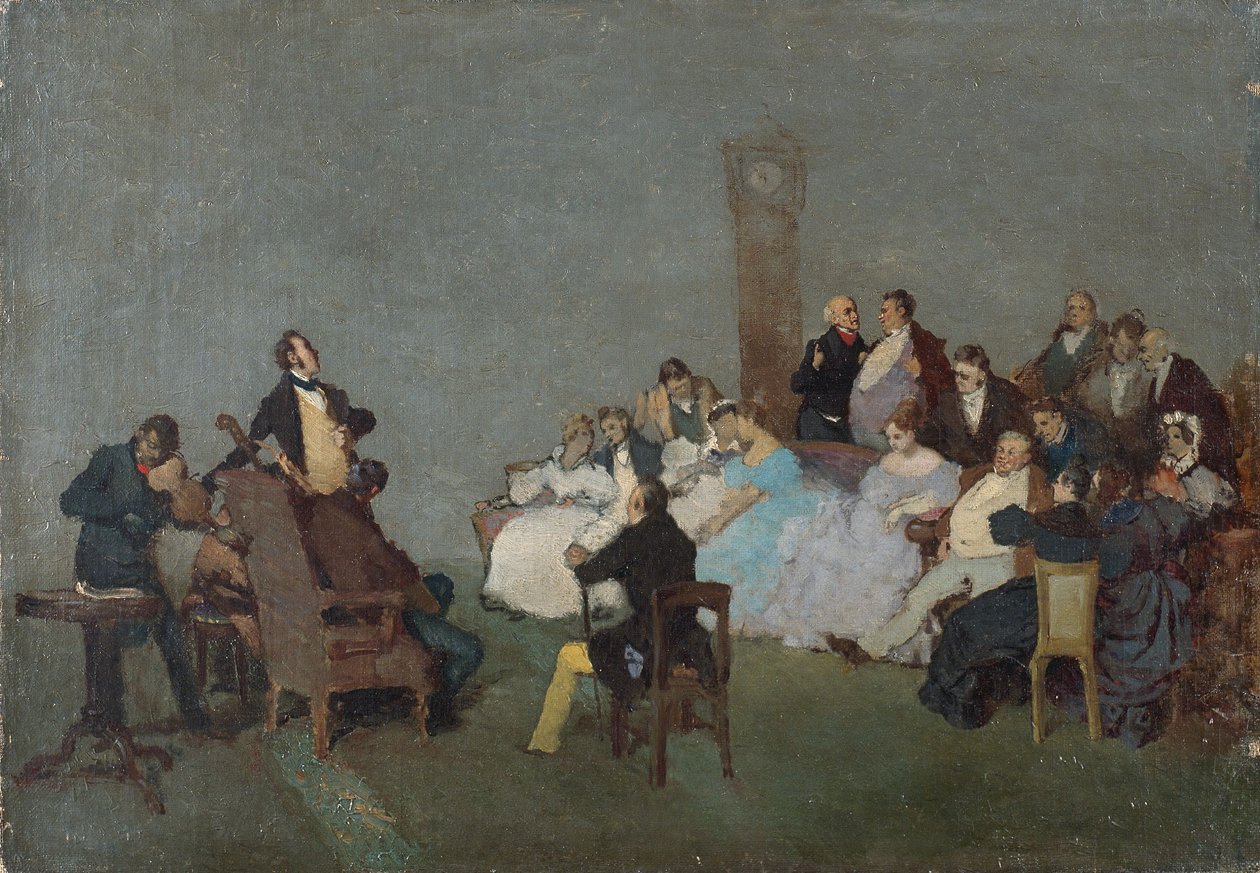 El concierto, c.1830-40 (óleo sobre lienzo) de Jean Baptiste Camille Corot