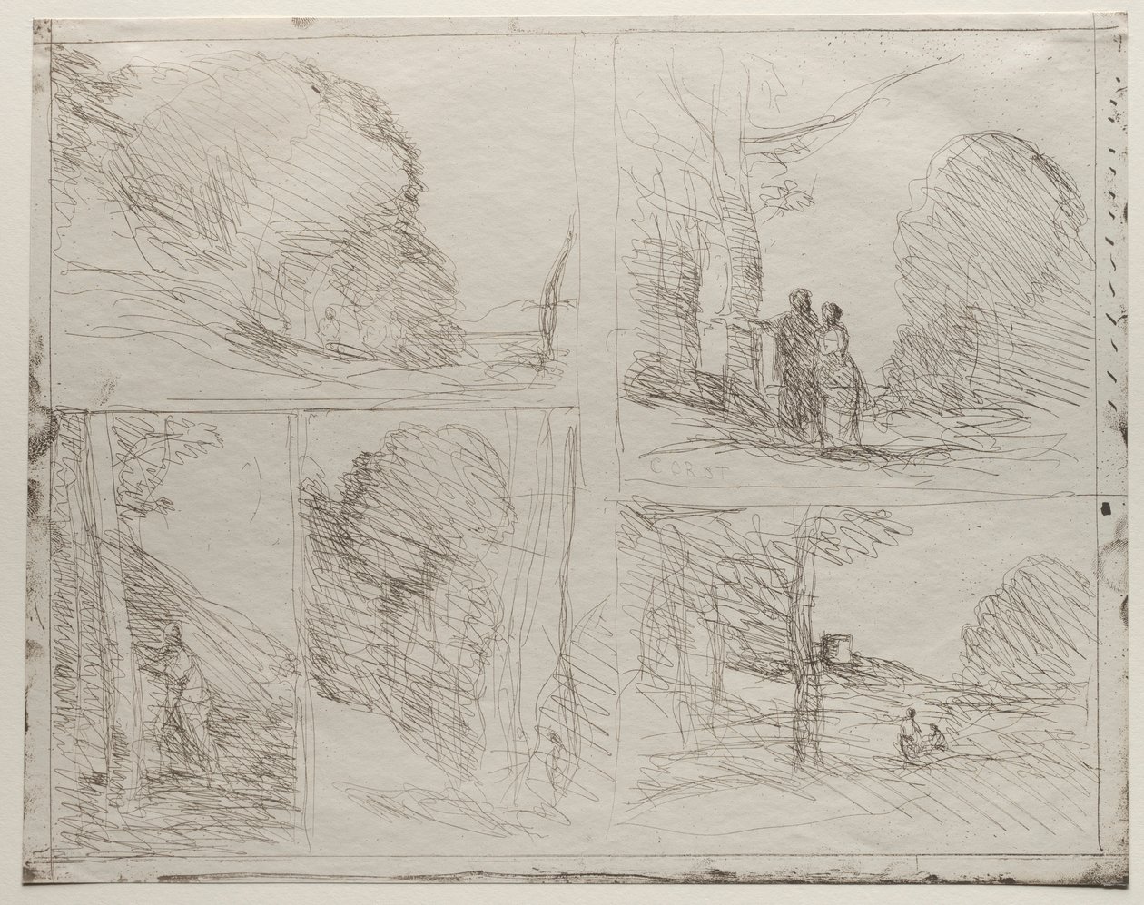 El jardín de Pericles, El callejón de los pintores, Garabato, El gran leñador, impreso en 1921 de Jean Baptiste Camille Corot