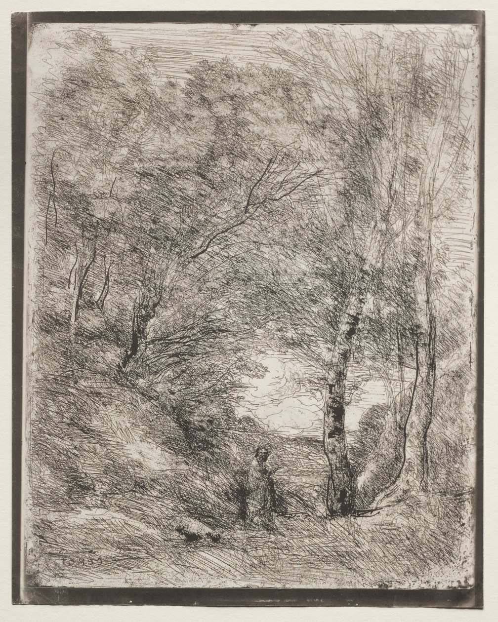 Los jardines de Horacio, impresión original 1855, impreso en 1921 de Jean Baptiste Camille Corot