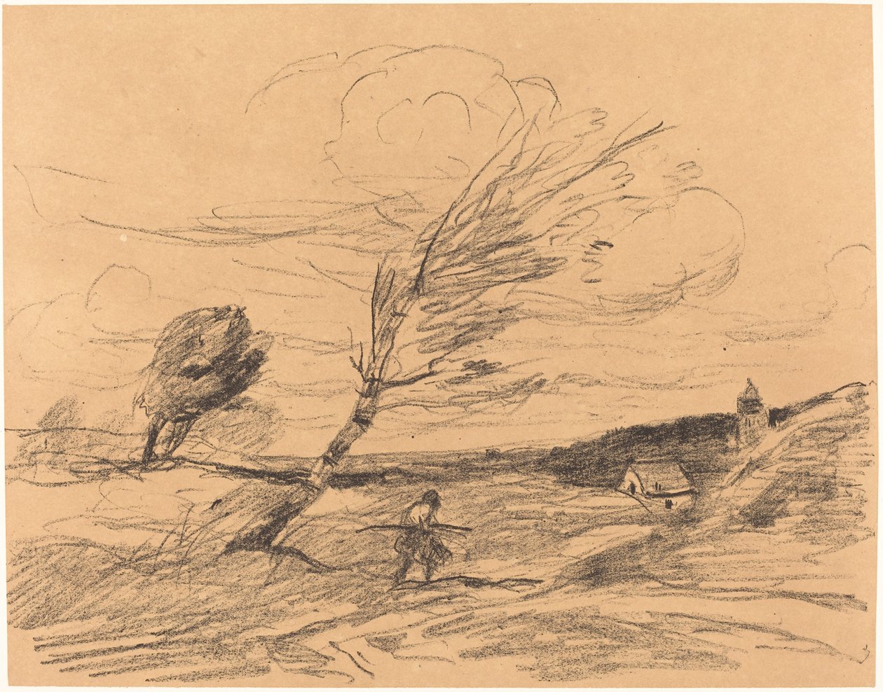 La ráfaga de viento de Jean Baptiste Camille Corot