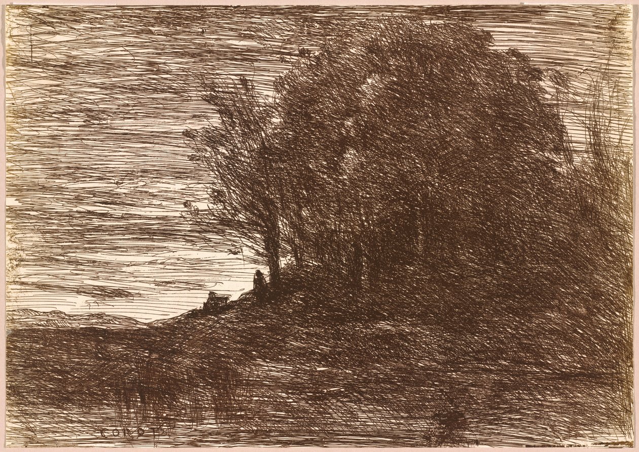 El bosque del ermitaño, o las orillas del lago Trasimeno de Jean Baptiste Camille Corot