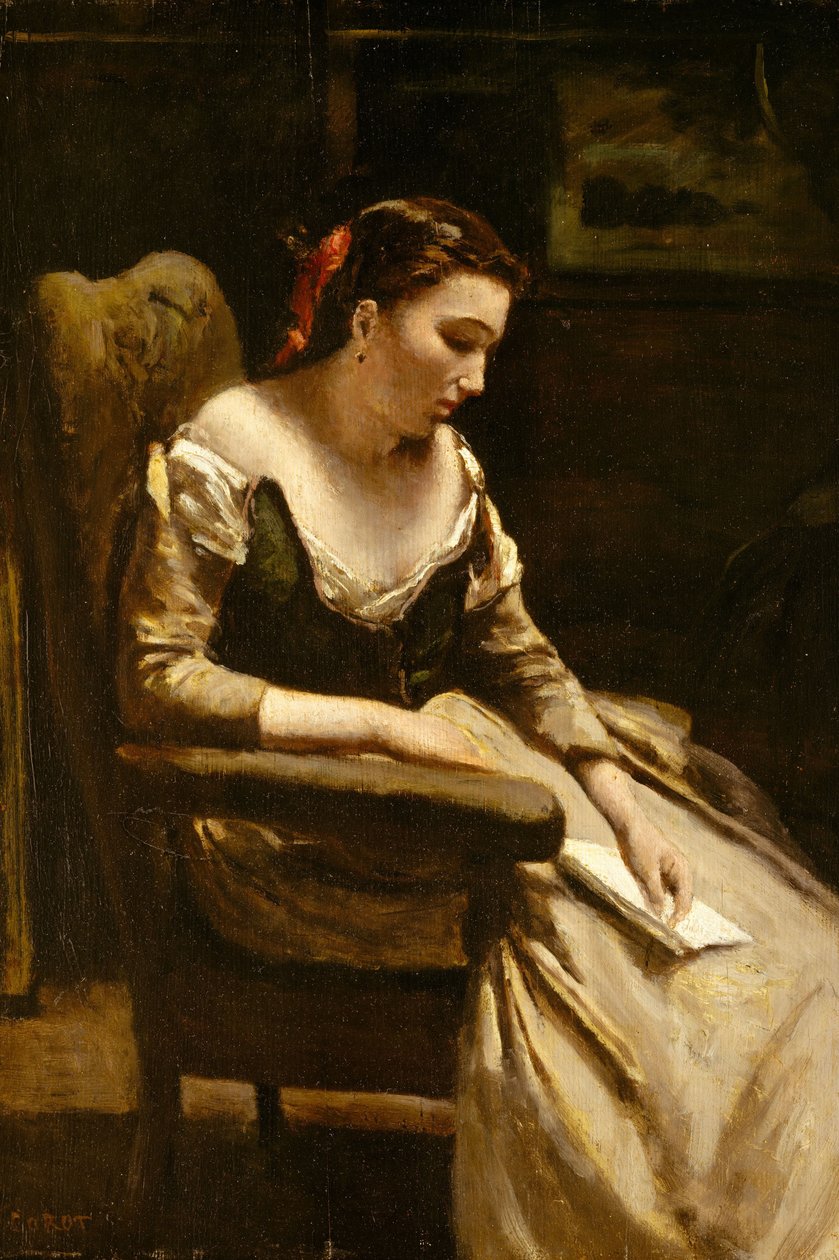 La Carta, c.1865 de Jean Baptiste Camille Corot