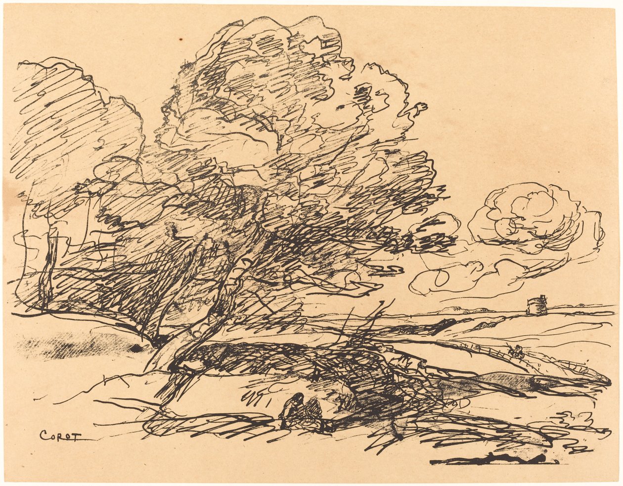 La Torre Solitaria (La Tour isolée) de Jean Baptiste Camille Corot