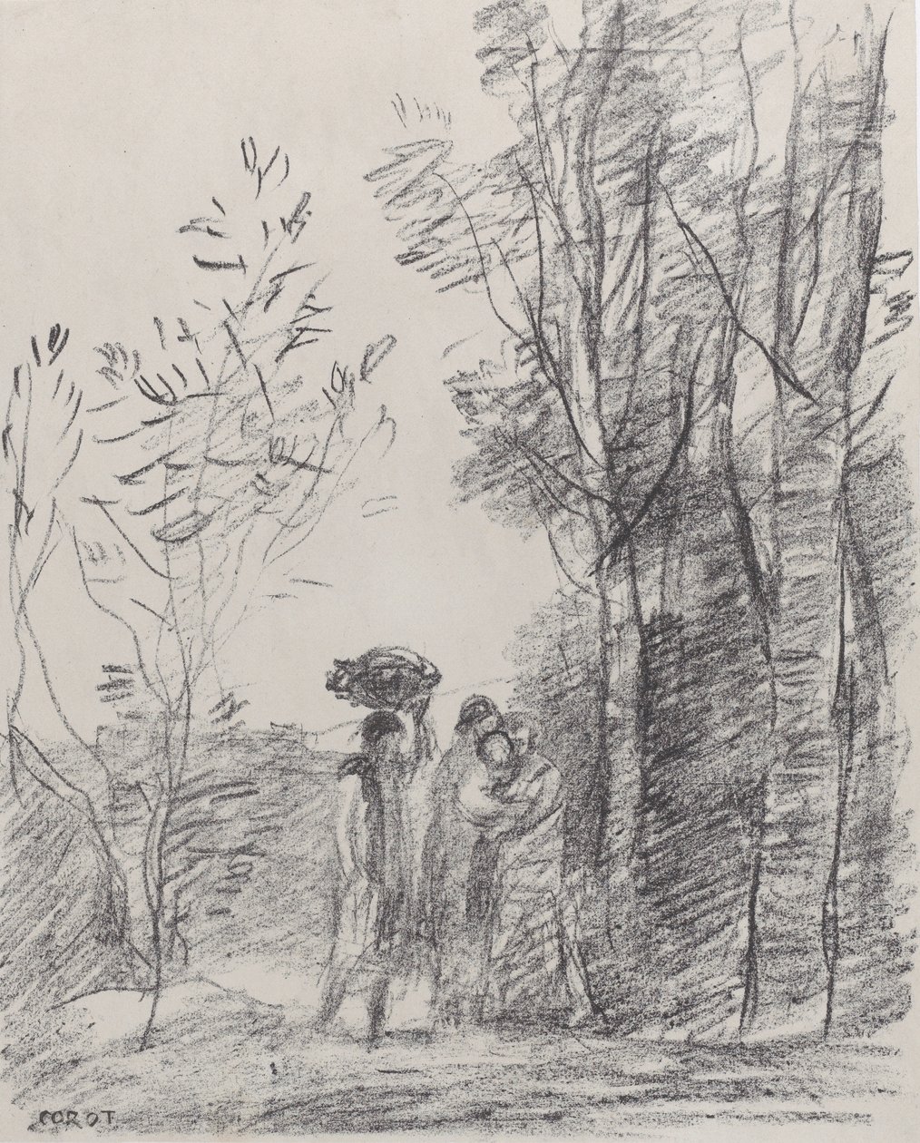 El encuentro en el bosque, 1871 de Jean Baptiste Camille Corot