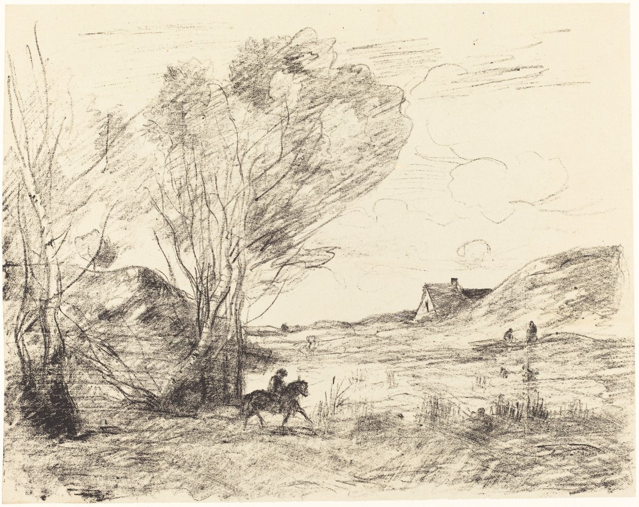 El jinete en los juncos, 1871 de Jean Baptiste Camille Corot