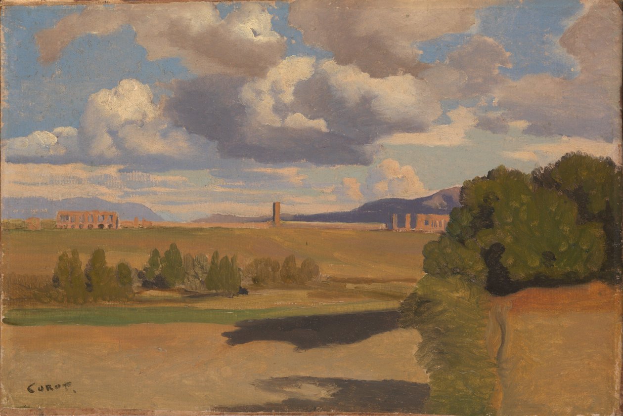 La Campagna romana, con el acueducto Claudio de Jean Baptiste Camille Corot