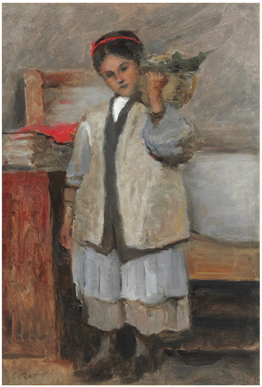 La joven Seraphine vestida con el chaleco de Corot de Jean Baptiste Camille Corot