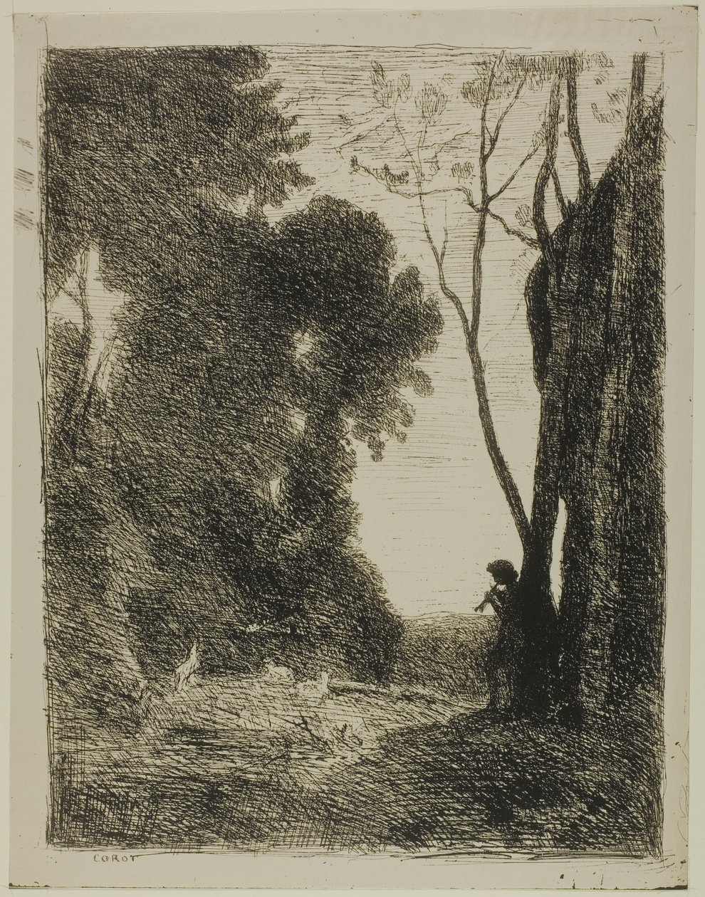 El joven pastor, segunda lámina de Jean Baptiste Camille Corot