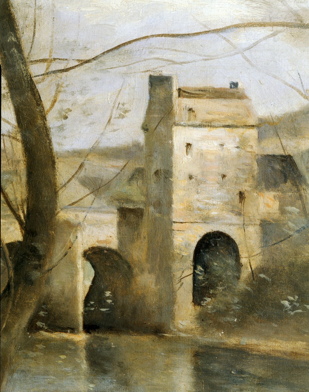 El puente de Mantes, Francia ... de Jean Baptiste Camille Corot