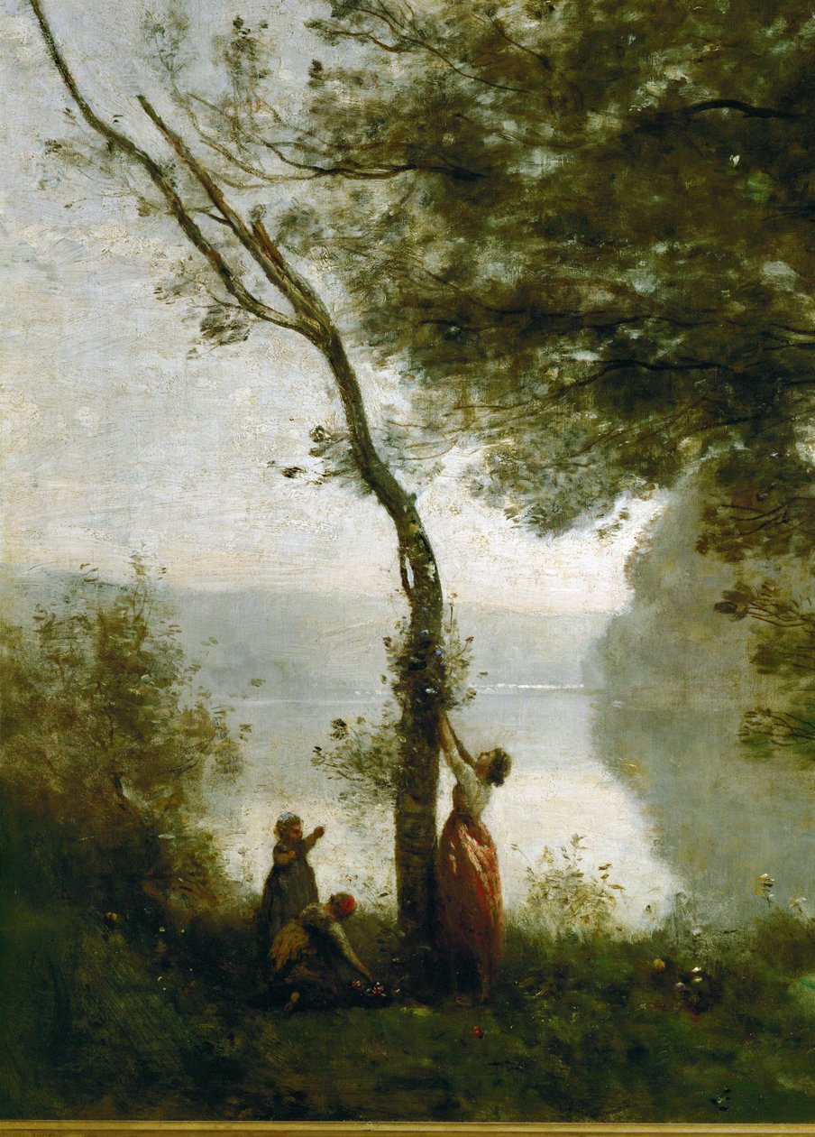Árbol y mujer. Recuerdo de Mortefontaine, Francia ... de Jean Baptiste Camille Corot