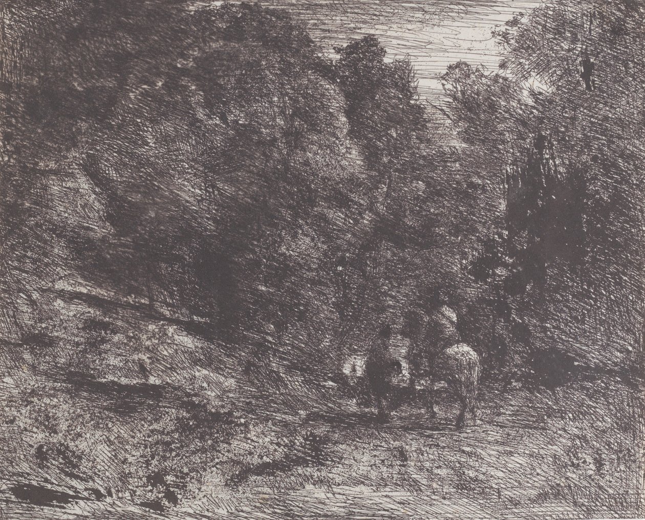 Dos Viajeros en un Bosque de Jean Baptiste Camille Corot