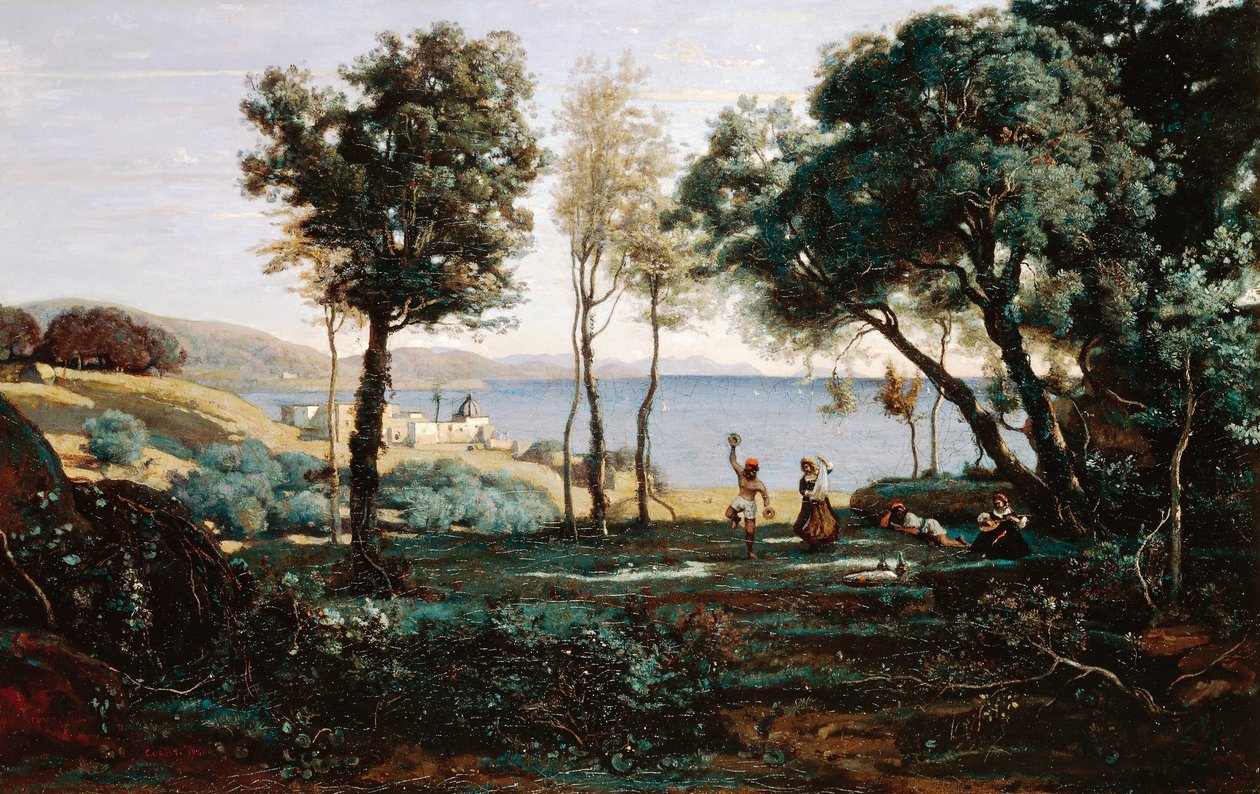 Vista cerca de Nápoles de Jean Baptiste Camille Corot