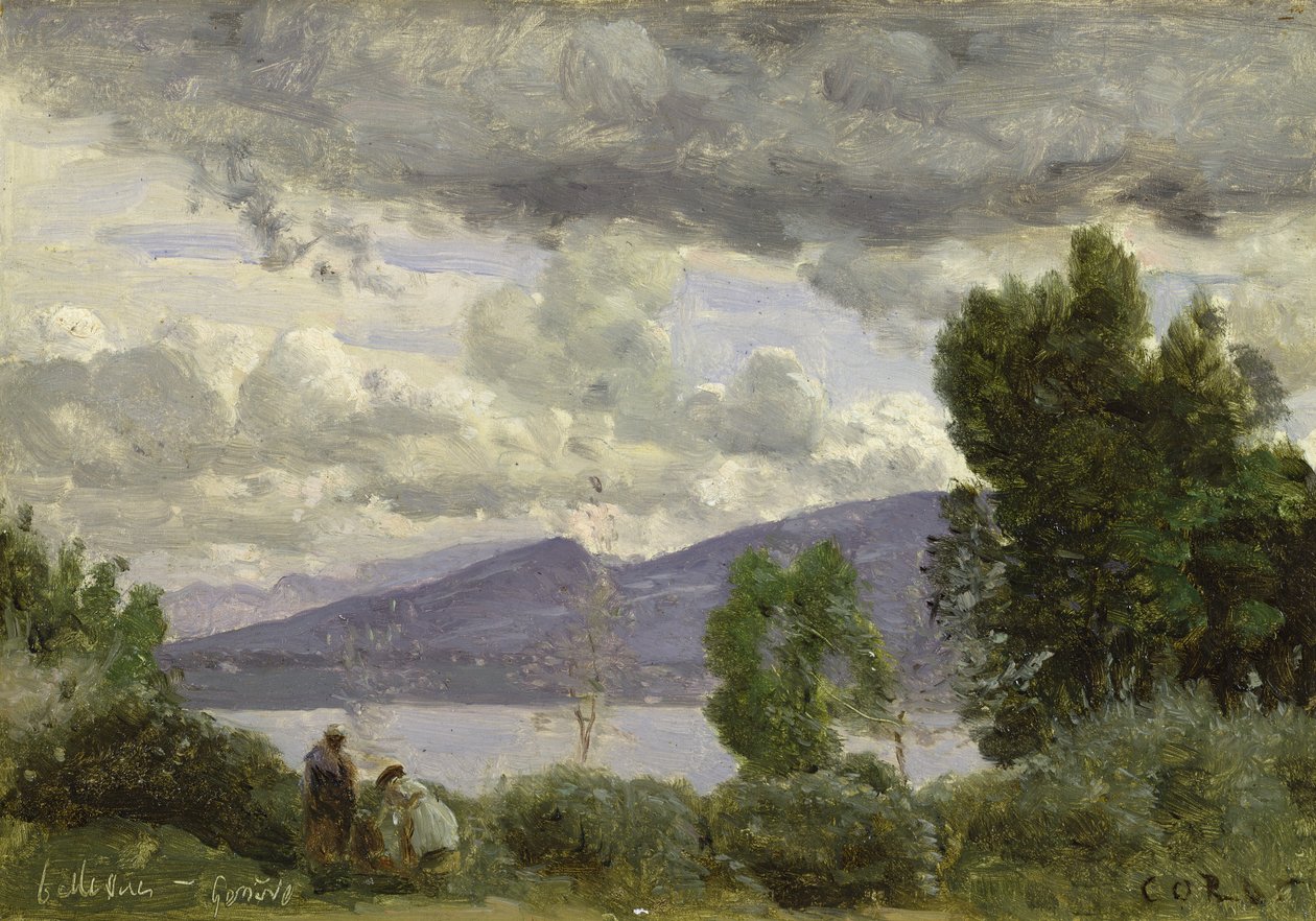Vista del Chalet de Chenes, Bellvue, Ginebra, 1857 de Jean Baptiste Camille Corot