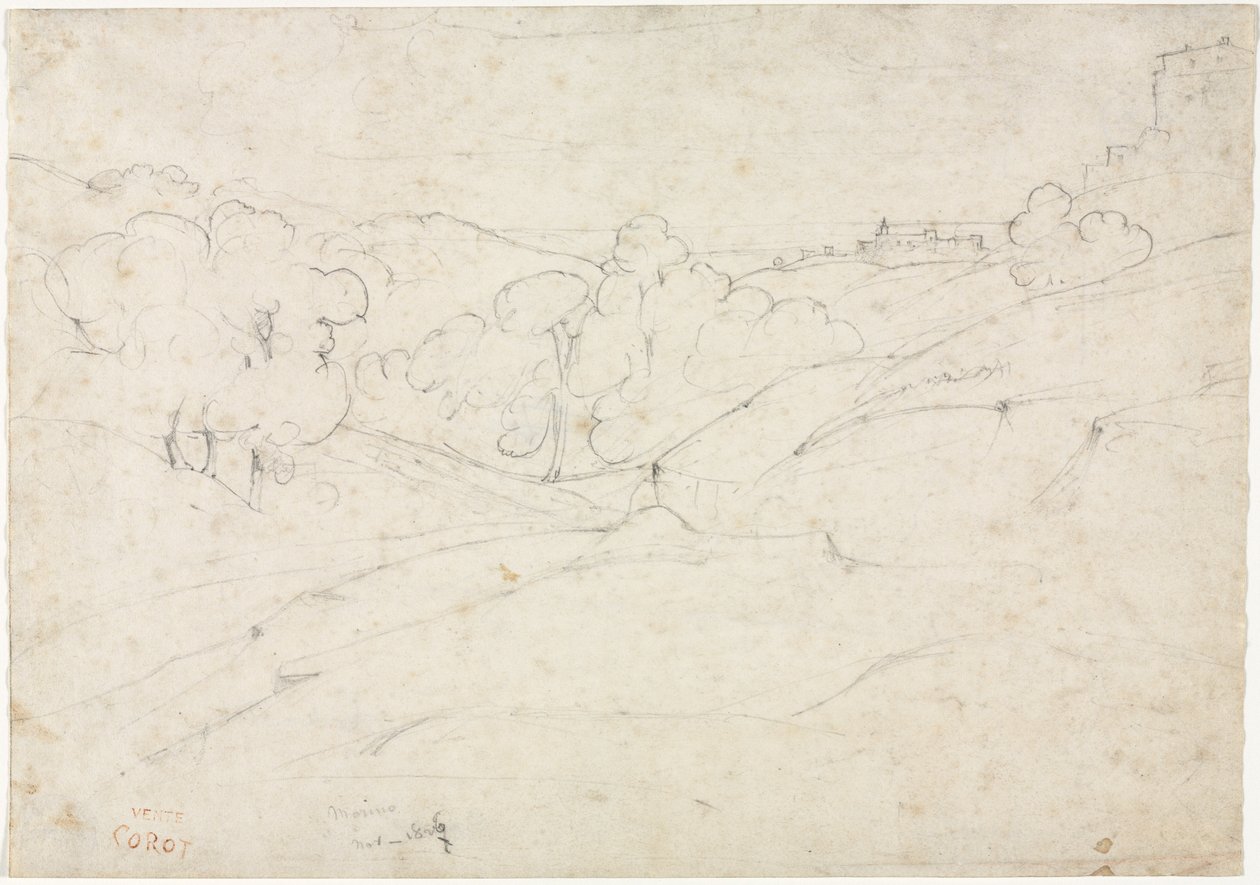Vista de Marino recto, 1827 de Jean Baptiste Camille Corot