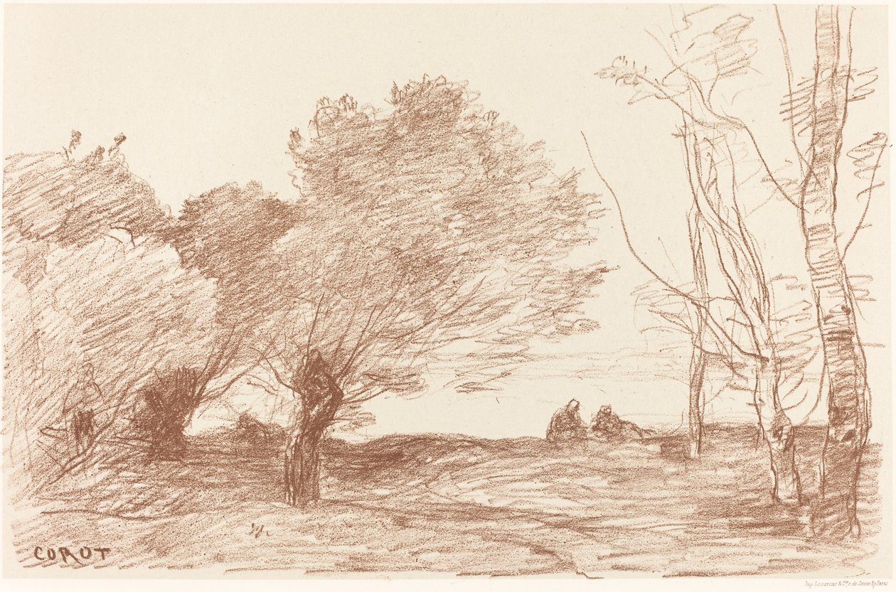 Sauces y álamos blancos (Saules et peupliers blancs) de Jean Baptiste Camille Corot