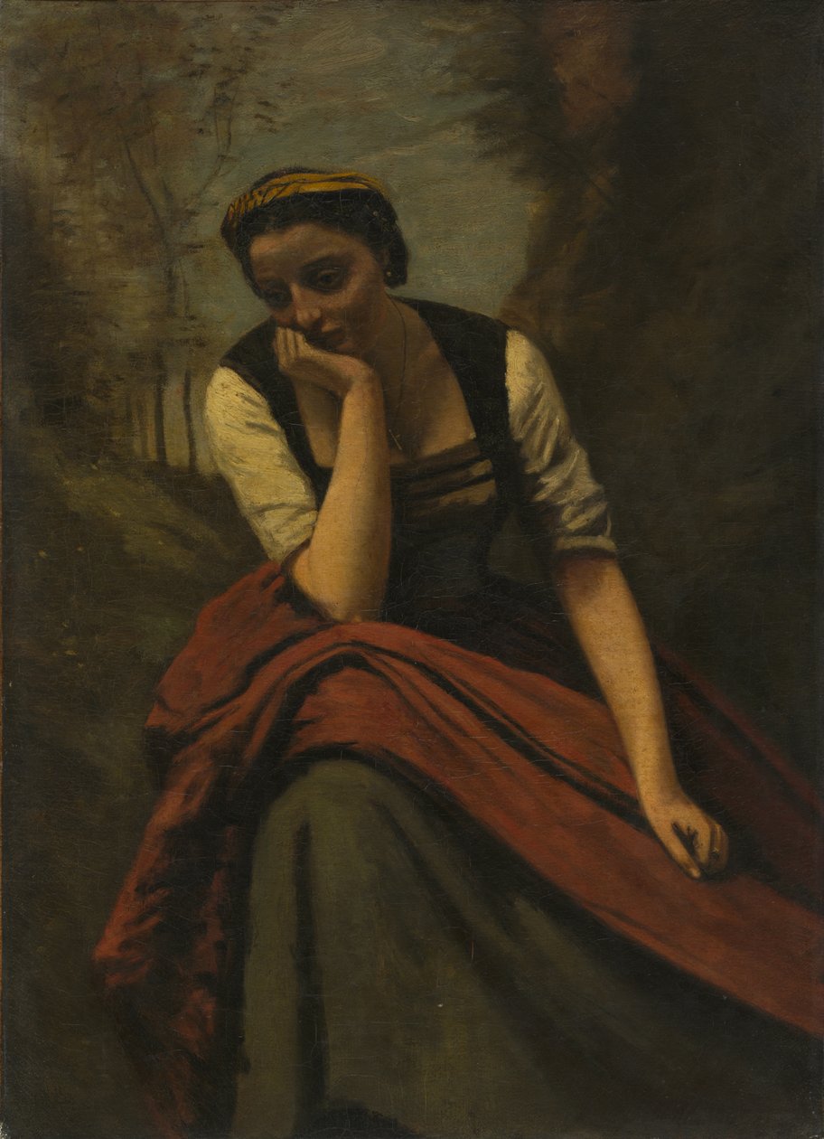 Mujer meditando, c.1870 de Jean Baptiste Camille Corot