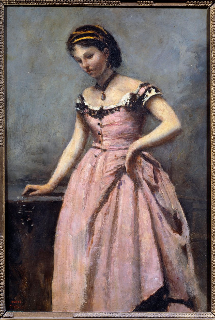 Niña con vestido rosa de Jean Baptiste Camille Corot