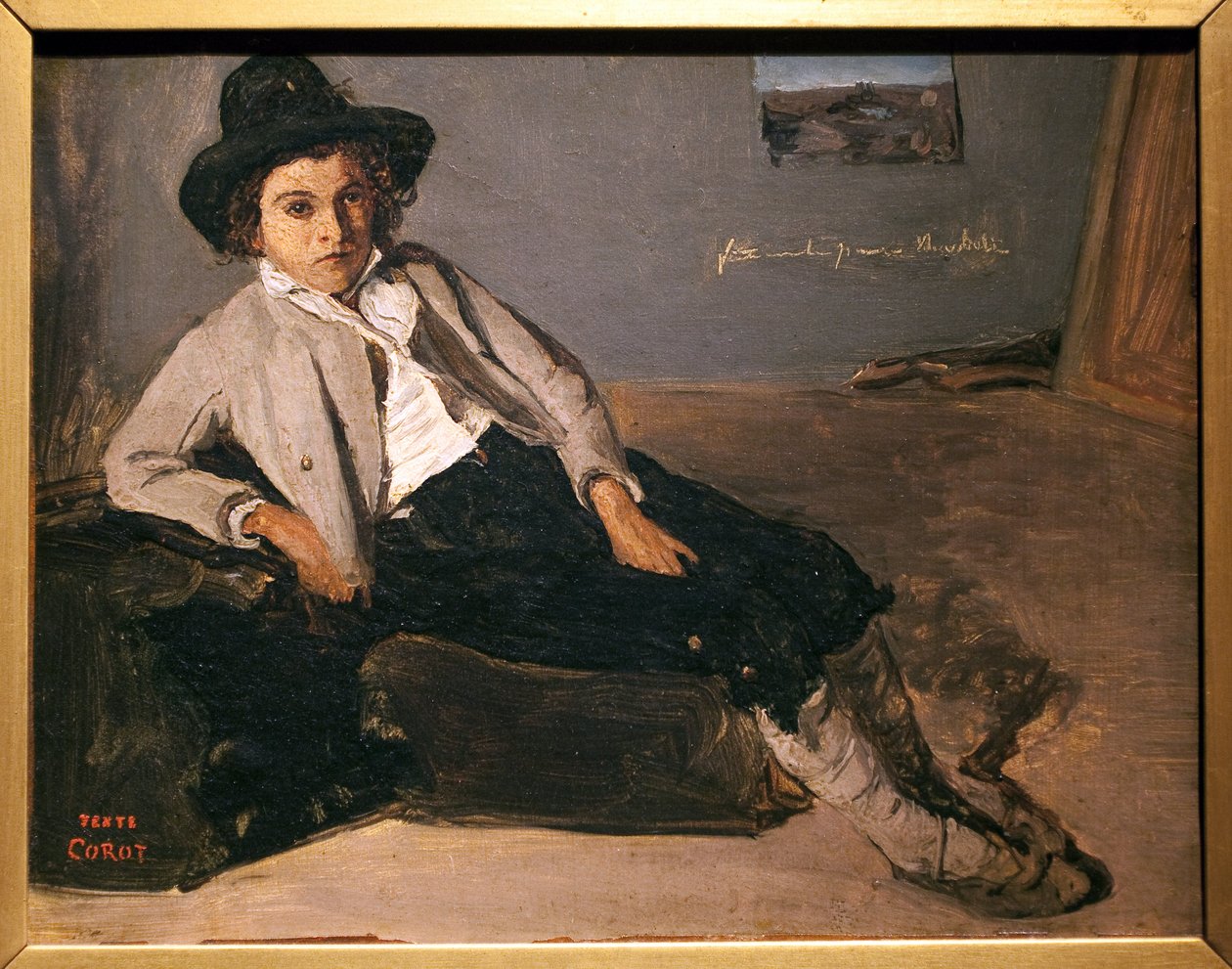Joven italiano sentado de Jean Baptiste Camille Corot