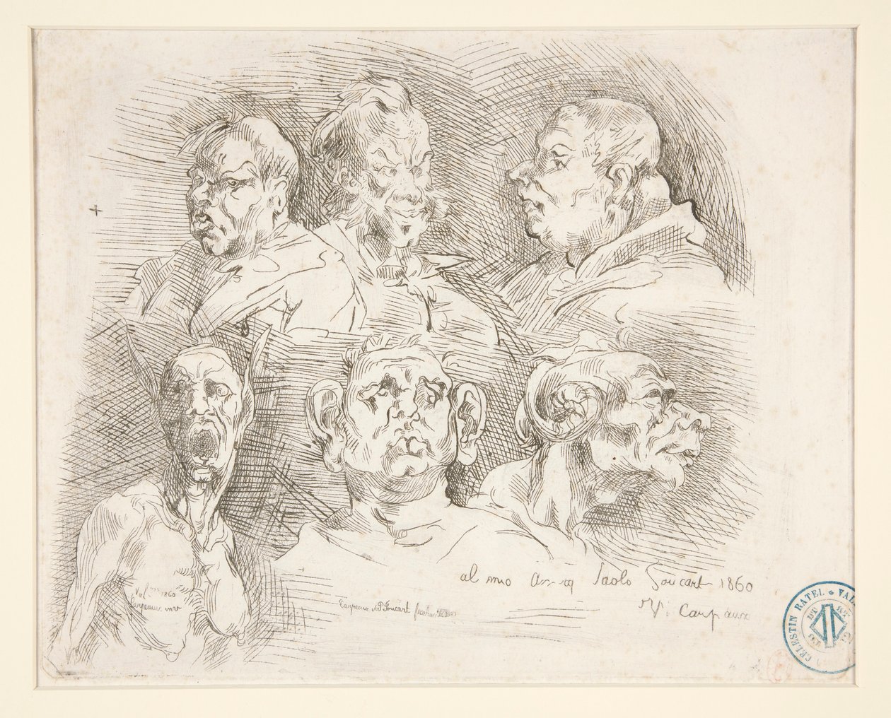 Croquis de Grotesques (Sketches of Grotesque Heads) de Jean Baptiste Carpeaux